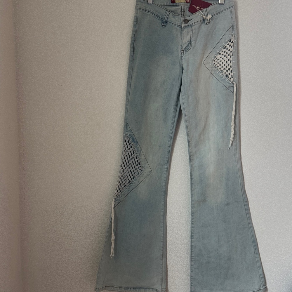 Banana Limon Brazilian Jeans Women SZ 25 Crochet Boho Flare SZ  5/6 sale🔥🔥🔥 - Picture 8 of 11
